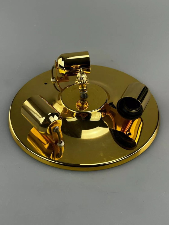 Image 1 of 60er 70er Jahre Lampe Peris Andreu S.A. Riper Plafoniere Deckenlampe Brass Glas