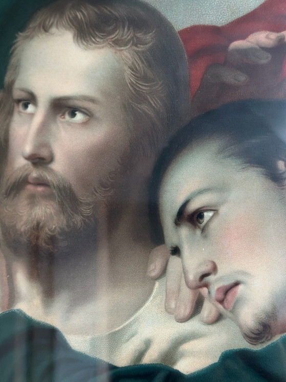 Grande stampa incorniciata dell'Ultima Cena dopo Adolph Schmitz | Cristo e San Giovanni | Arte murale (foto 11 di 15)