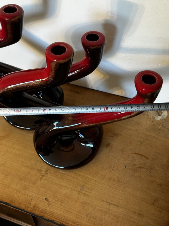 Image 1 of Pair of Ceramidi ceramic candlesticks from the 60s