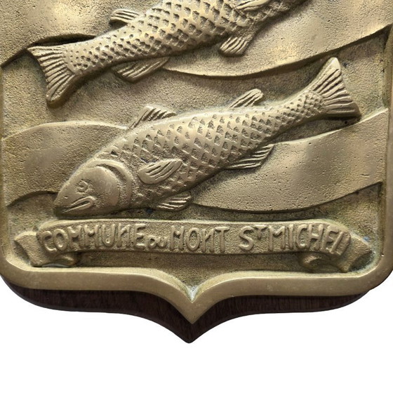 Image 1 of Placa de bronce francesa antigua Commune du Mont St Michel