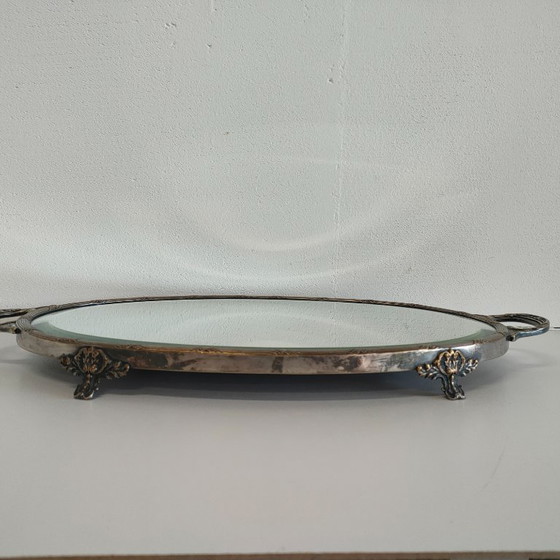 Plateau miroir argenté Art Déco, Carmen, Accessoires de table, Métal, Verre, Klassiek (photo 8 sur 8)