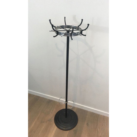 Image 1 of Vintage coat rack in black lacquer and chrome, 1950