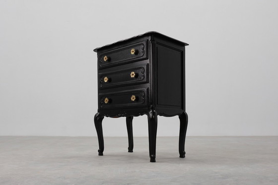 Image 1 of Cómoda estilo Luis XV en roble lacado en negro, Francia, años 50
