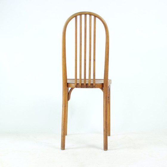 Image 1 of Vintage Thonet Bentwood Oak Chair With Original Label, Czechoslovakia, 1920s