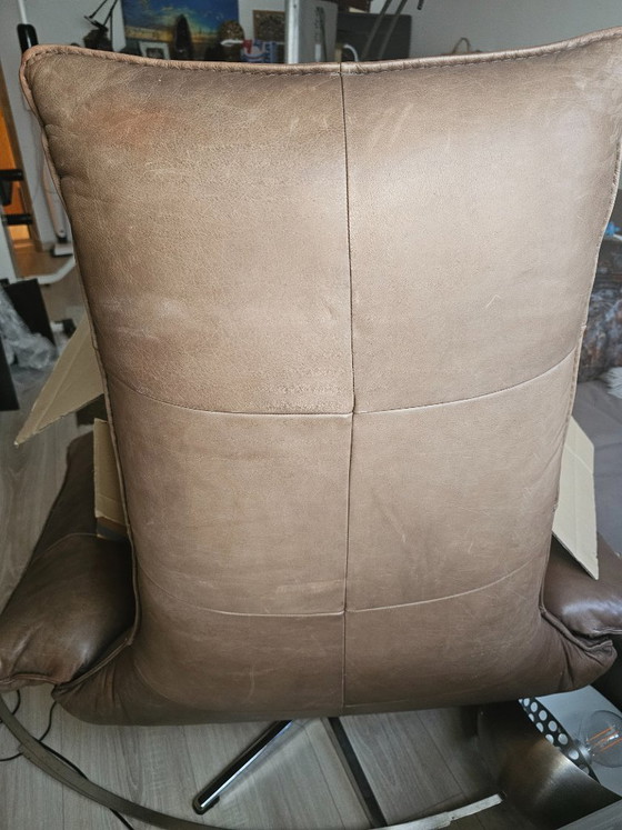 Image 1 of Gerard van den Berg Vintage Lederen Fauteuil / Loungestoel met Hoge Rugleuning / Nederlands Design