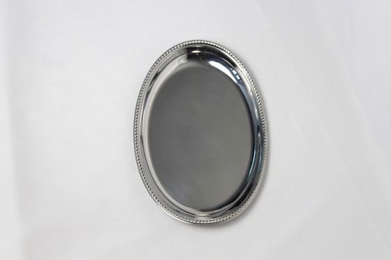 Image 1 of Plat de service vintage Alfara Alessi – Acier inoxydable – Bord nacré