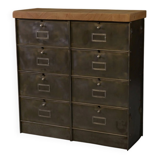Armario Ronéo con solapas, 2 columnas, 8 solapas, obra francesa de alrededor de 1950.