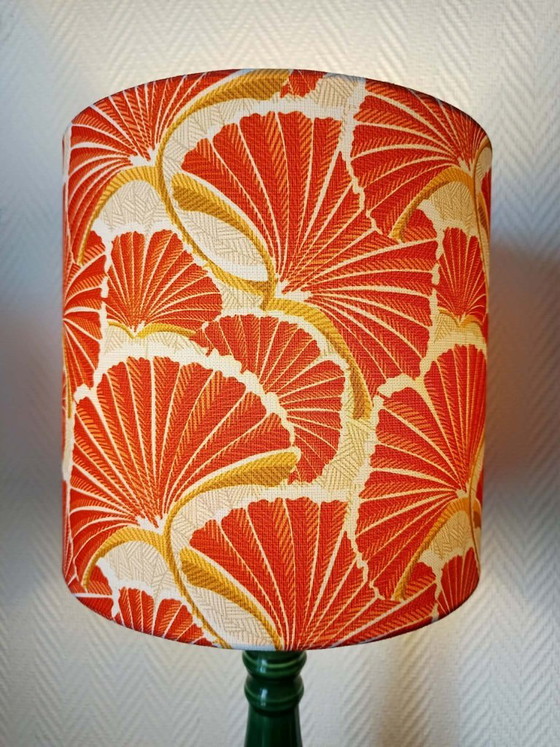 Image 1 of Vintage groene keramische lamp met op maat gemaakte lampenkap.