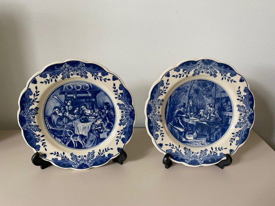Image 1 of Regina Pottery Factory - Set of Delft Blue hand-painted wall plates