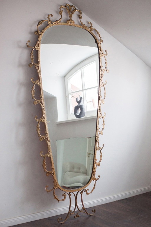 Tall guild metal frame freestanding antique mirror 