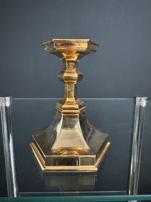 Vergoldeter Nagel-Kerzenständer aus den 1970er Jahren