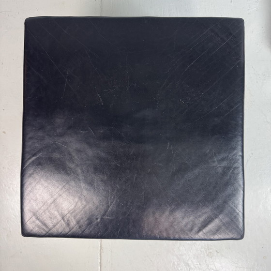 Image 1 of Mid Century modern hocker zwart leer/chroom