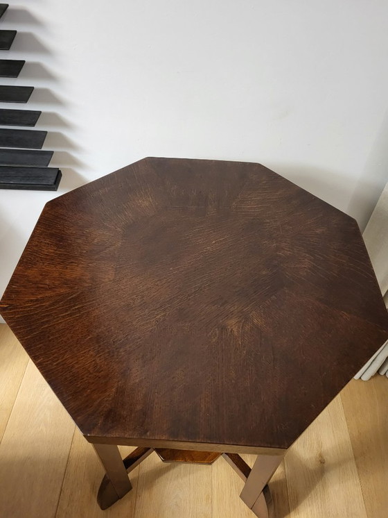 Image 1 of Art Deco wooden side table or plant table, octagonal