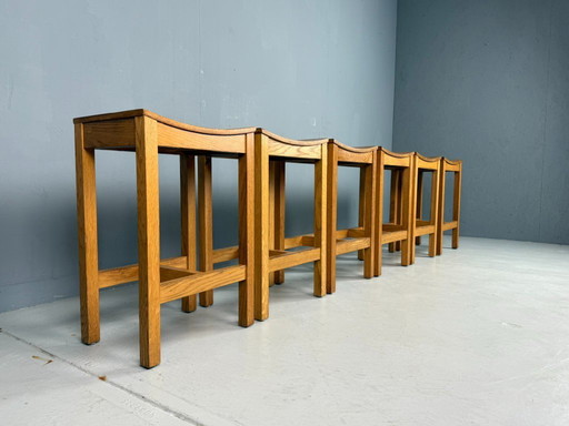 Set of 2 Japandi oak stools by Jonas Lindvall for David Design 1990s