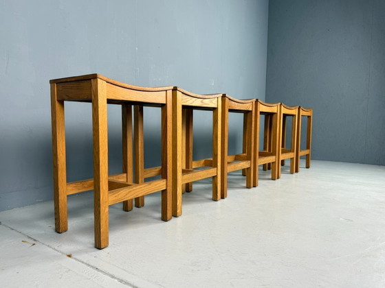 Image 1 of Set of 2 Japandi oak stools by Jonas Lindvall for David Design 1990s