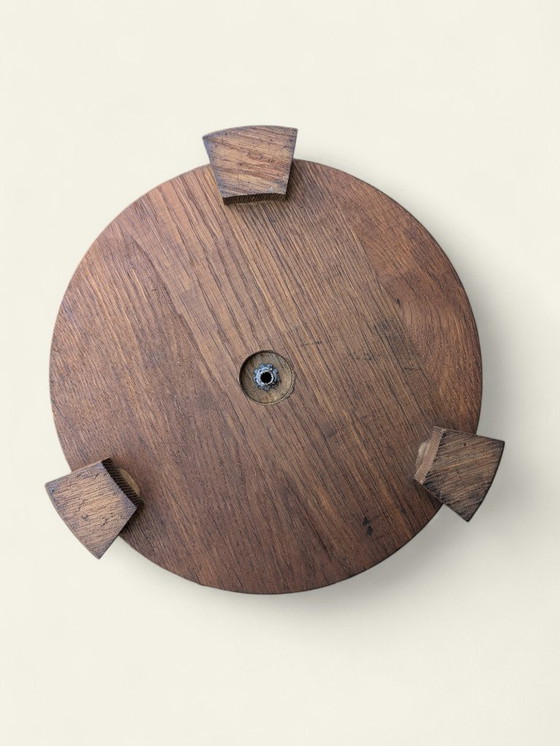 Image 1 of Rareté ! Jardinière vintage en bois foncé tourné à la main, style milieu du siècle/ferme, support pour plantes, jamais utilisé.