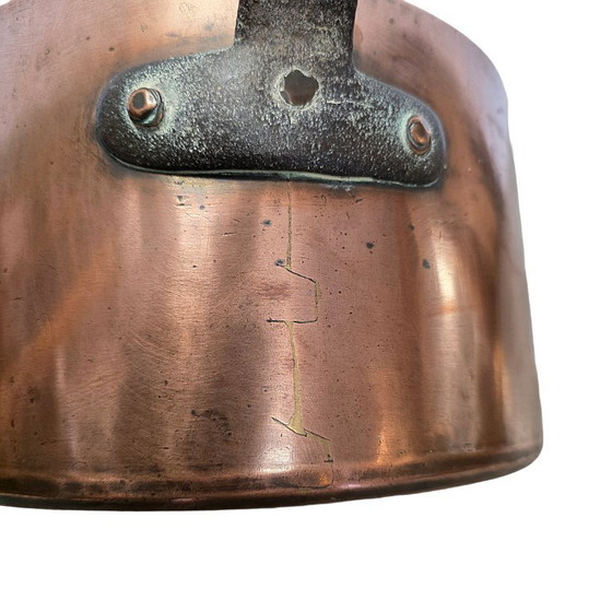 Image 1 of Grande casserole ancienne en cuivre français, XIXe siècle