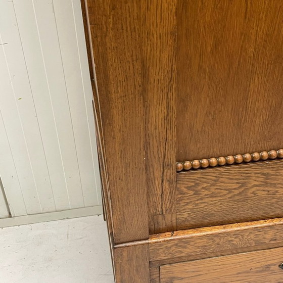 Image 1 of Antique mirror cabinet storage cabinet 1920s linen cupboard oak