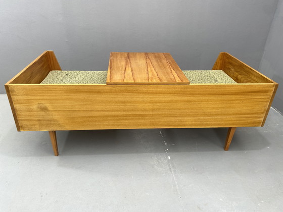 Image 1 of Divano in legno di metà secolo con tavolino laterale – Design modulare, anni '70