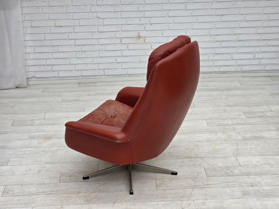 Image 1 of 1970s, Danish design by H.W.Klein, swivel armchair, furniture leather.