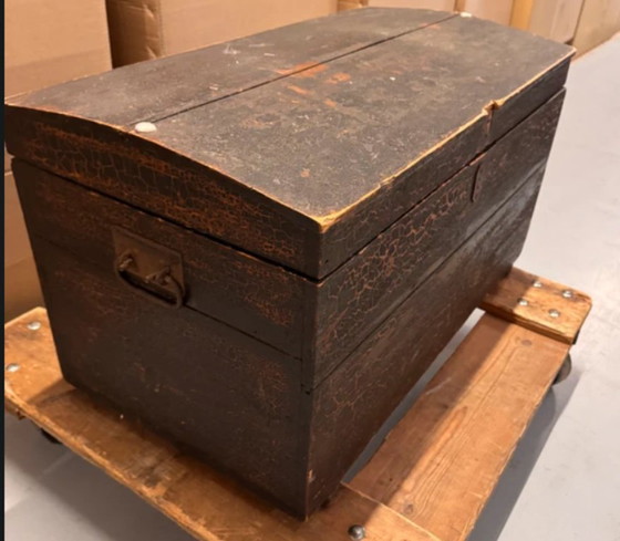 Image 1 of Auténtica maleta de cabina/viaje, color negro/marrón craquelado.