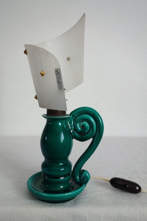 Image 1 of 1950s ceramic and plastic table lamp