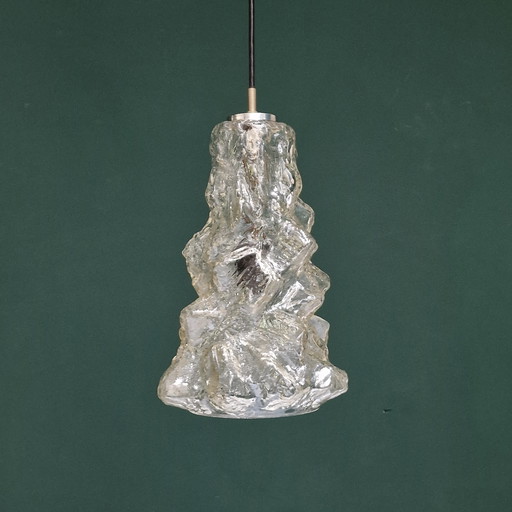 Vintage Peill & Putzler “Alaska” Hanglamp – Sculpturaal Glas – Jaren 70 – 35 cm hoog.