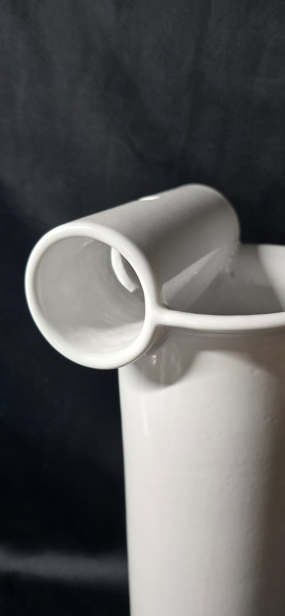 Image 1 of Vaso in ceramica bianca di Enzo Bioli (1832) per Il Picchio , Italia anni '70