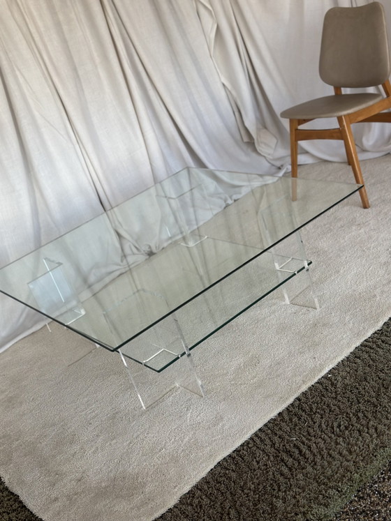 Image 1 of Glass Coffee Table Vintage Design Plexiglass Midcentury