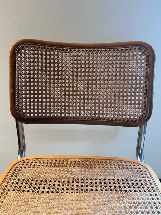 Chaise Cesca Vintage B32 (Marcel Breuer), Made in Italy -, Chaises de salle à manger, Chrome, Osier, Marron (photo 3 sur 6)
