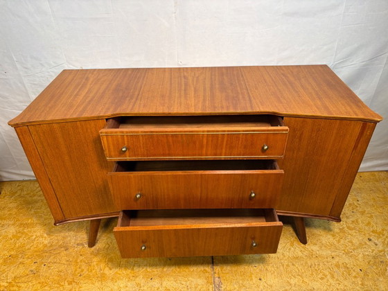 Image 1 of Mid-Century Retro Vintage Teak Sideboard by William Lawrence 1960  Elegant Storage • Beautiful Teak Grain • British Mid-Century 