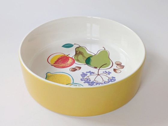 Image 1 of Vintage Melitta Fruit Pattern Serving Bowl, 1970s German Stoneware