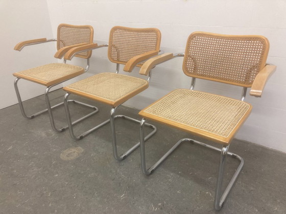 3 X Vintage Cesca Breuer – Merk onbekend, Eetkamerstoelen, Wood, Rattan (photo 6 of 17)