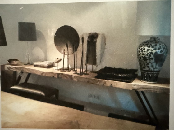 Image 1 of Tavolino in rovere massello con struttura in acciaio