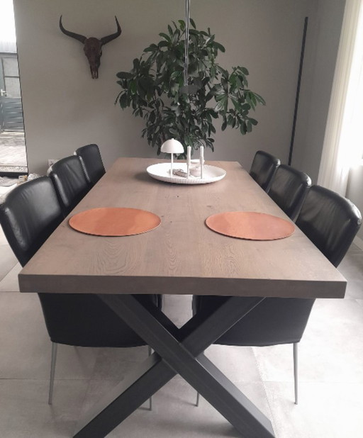 Chaises de salle à manger en cuir 6 pièces
