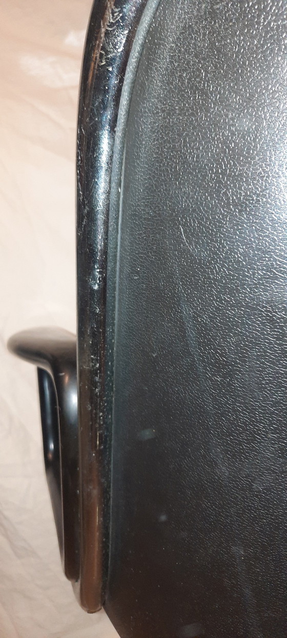 Image 1 of Poltrona direzionale Knoll Pollock vintage anni '70 – pelle nera, base a 4 stelle