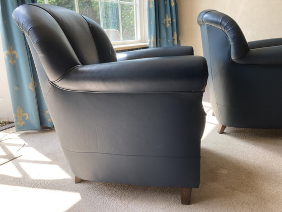 Image 1 of 3x canapé en cuir bleu