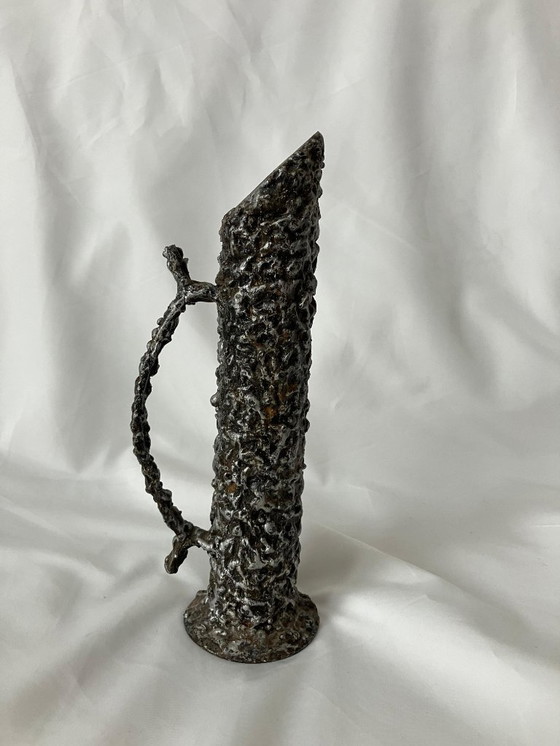 Image 1 of Brutalistische handgeschmiedete Eisenvase