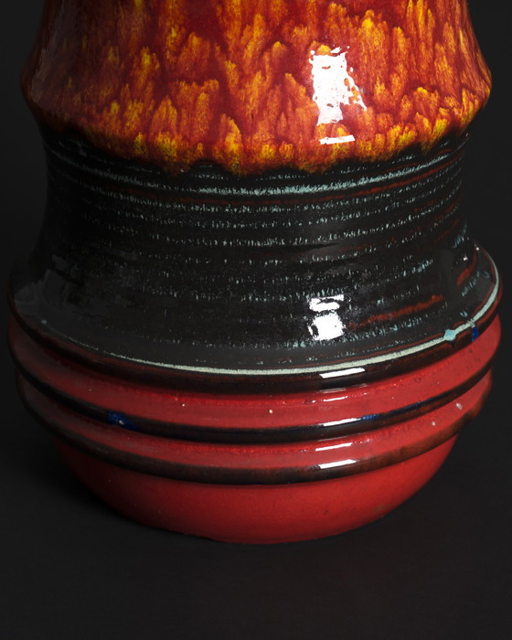 Image 1 of XXL Scheurich Fat Lava Pagoda Floor Vase 266-53 Bodenvase West German Pottery