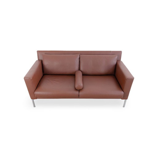 Original Walter Knoll Jason Sofa Couch Design Two-Seater Leather Li – 2 zitsbanken, Metal (photo 2 of 10)
