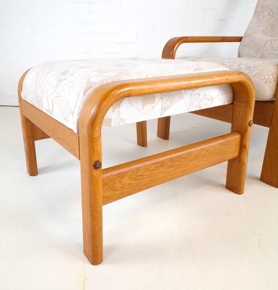 Vintage Teak Armchair With Ottoman Danish Design 70s – Textile, Wood (photo 7 of 10)