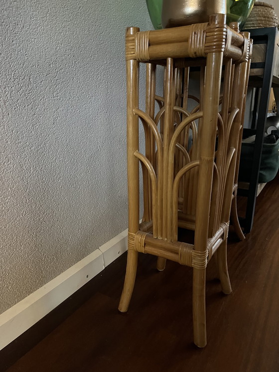 Image 1 of Two Vintage Rattan/Bamboo Plant Tables