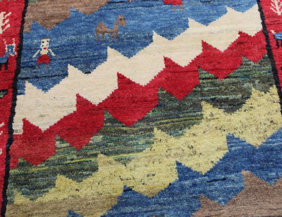 Image 1 of Original Persian carpet Gabbeh Ghashghai Oriental carpet 198 cm x 113 cm Old Natural