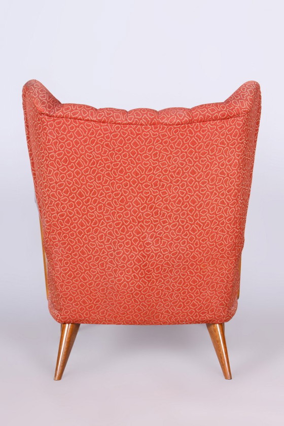 Gerestaureerde art-deco fauteuil, beukenhout, Tsjechië, jaren 1930 – Jan Vaněk, Textile, Wood (photo 5 of 10)
