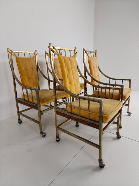 Conjunto único de sillas de comedor y salón de estilo de mediados de siglo – Doradas, fabricadas entre 1940 (photo 8 of 24)