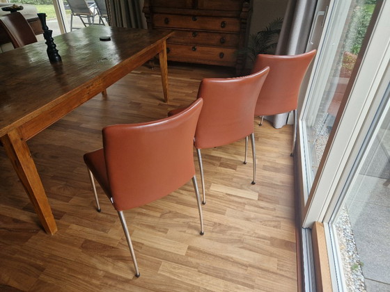 6 X Prachtige Lederen Eetkamerstoelen - Jori - Cognac/Roodbruin – Leather (photo 4 of 7)