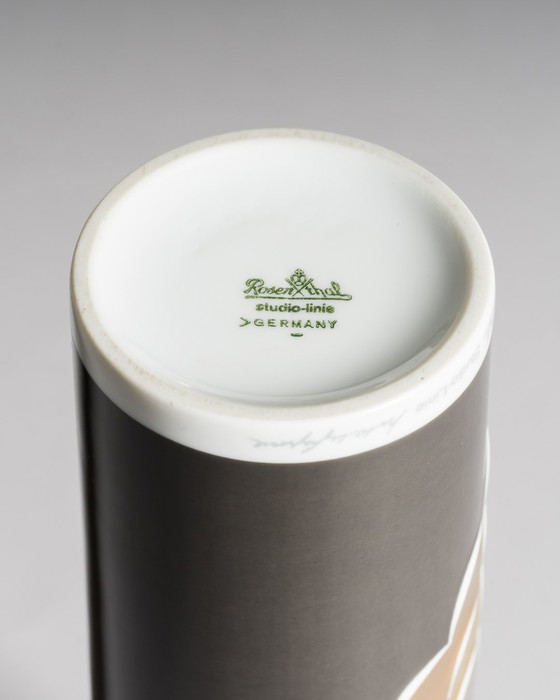 Image 1 of Natalie Sapone for Rosenthal Studio Line – Black Porcelain Vase with Metallic Ornaments, West Germany, 1960s–70s