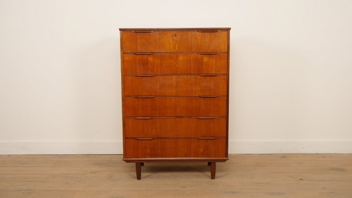 Vintage ladekast | Teak | 6 lades | 121 cm