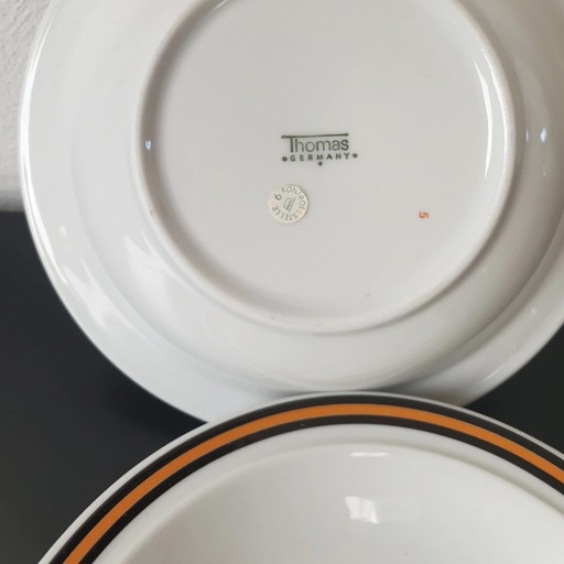 Thomas (Rosenthal) Retro Breakfast Set (6-piece) | Black and Orange Graphic Decor | 1970s Design