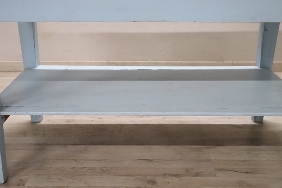 Image 1 of Table de cuisine ou de travail en sapin laqué bleu, Italie, fin du XIXe siècle